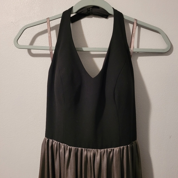 White By Vera Wang Wmns 2 Elegant Black Taupe Halter Formal Dress Evening Gown - Picture 3 of 16